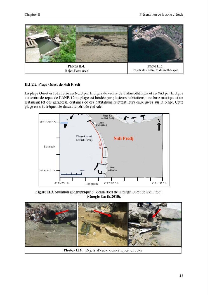 Diagnostic et paramètre environnementaux du littoral ouest de Sidi Fredj