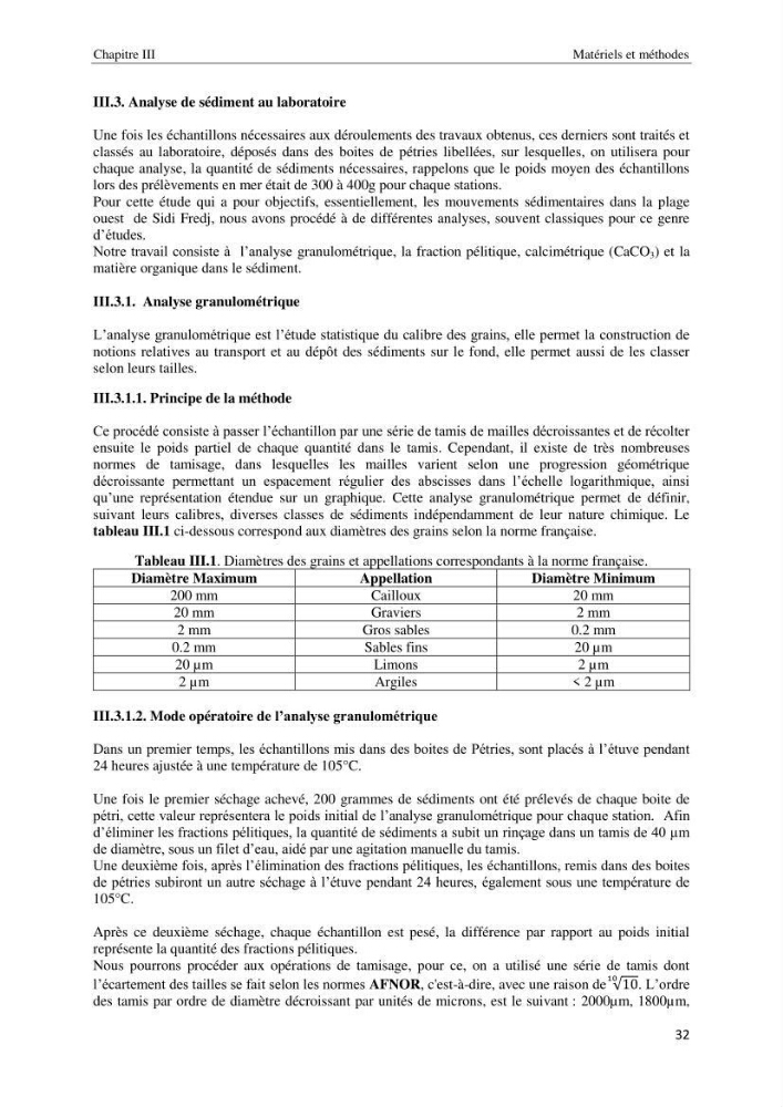 Diagnostic et paramètre environnementaux du littoral ouest de Sidi Fredj
