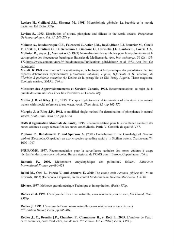 Diagnostic et paramètre environnementaux du littoral ouest de Sidi Fredj
