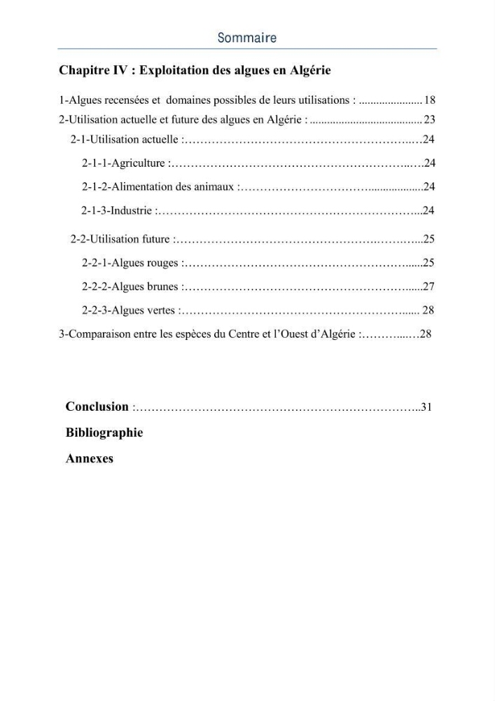 Etat des connaissances et possibilité d\'exploitation des macro-algues en Algerie