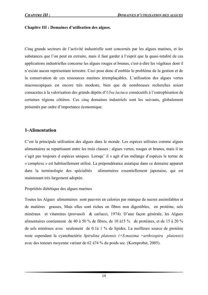 Etat des connaissances et possibilité d\'exploitation des macro-algues en Algerie