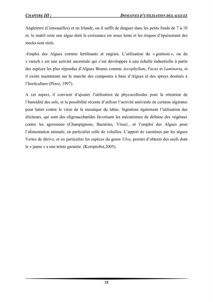 Etat des connaissances et possibilité d\'exploitation des macro-algues en Algerie