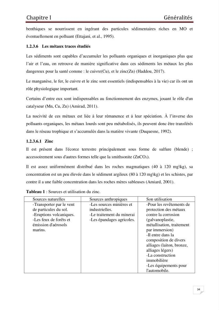 Etude des métaux traces dans les sédiments à l’embouchure métaux traces dans les sédiments à l’embouchure: