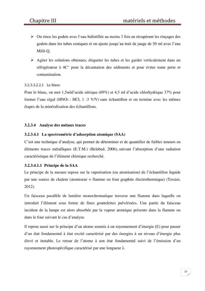 Etude des métaux traces dans les sédiments à l’embouchure métaux traces dans les sédiments à l’embouchure:
