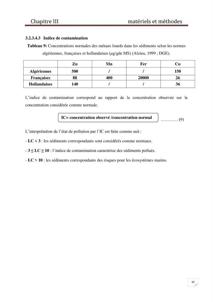 Etude des métaux traces dans les sédiments à l’embouchure métaux traces dans les sédiments à l’embouchure: