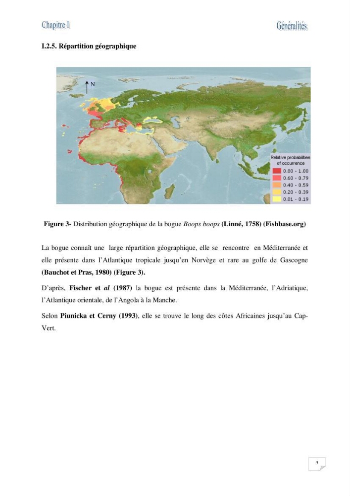 Impact de la variation du taux de mortalité totale (Z) sur l\'estimation de la biomasse exploitable de la bogue Boops boops (Linné, 1758) de la région centre de la côte algérienne