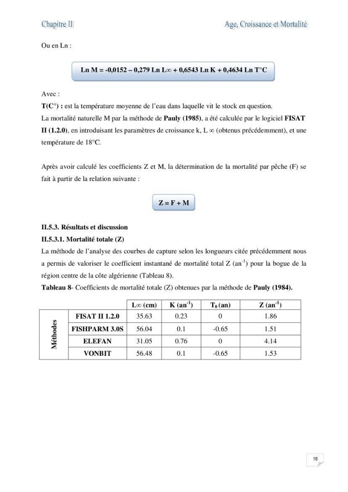 Impact de la variation du taux de mortalité totale (Z) sur l\'estimation de la biomasse exploitable de la bogue Boops boops (Linné, 1758) de la région centre de la côte algérienne