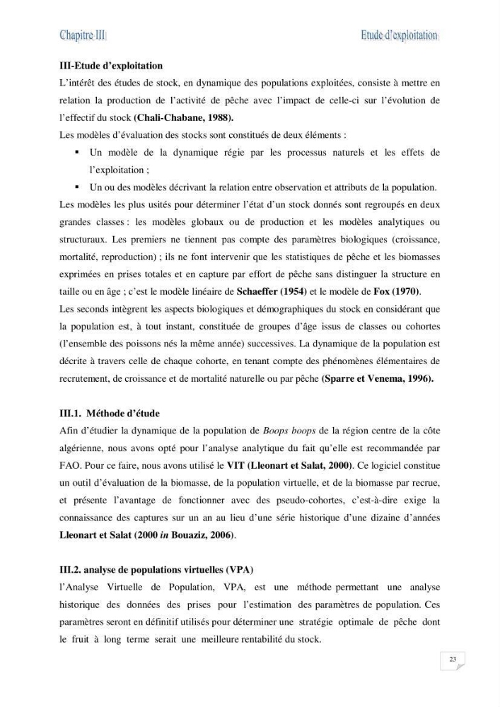 Impact de la variation du taux de mortalité totale (Z) sur l\'estimation de la biomasse exploitable de la bogue Boops boops (Linné, 1758) de la région centre de la côte algérienne