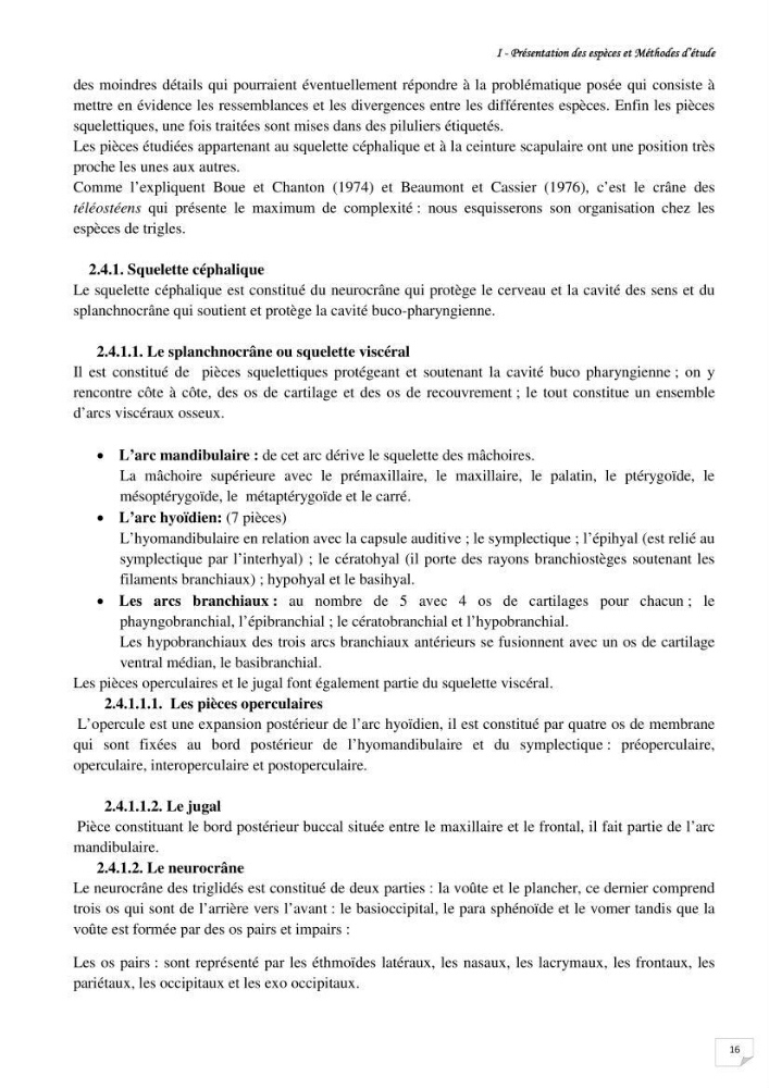 Contribution à la systématique des Triglidae (Osteichthyens, Scrpaeniformes) du bassin Algérien: