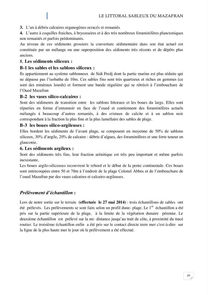 L\'ensemble dune-plage dans l\'Ouest du Mazafran : approche de sa gestion intégrée par la qualité du site