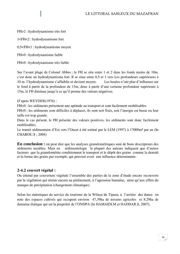 L\'ensemble dune-plage dans l\'Ouest du Mazafran : approche de sa gestion intégrée par la qualité du site