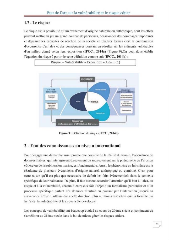 Indice de vulnérabilité et de risque côtier pour l\'évaluation du risque d\'érosin et de submerstion dans le littoral centre Algérien (cas de la baie de Bouismal )