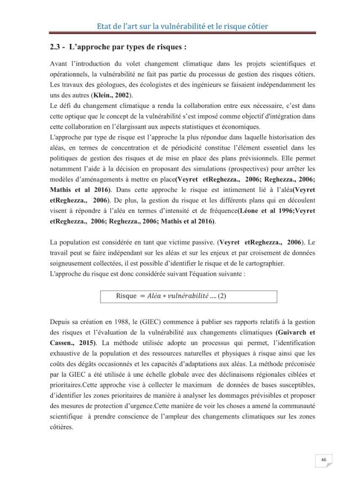Indice de vulnérabilité et de risque côtier pour l\'évaluation du risque d\'érosin et de submerstion dans le littoral centre Algérien (cas de la baie de Bouismal )
