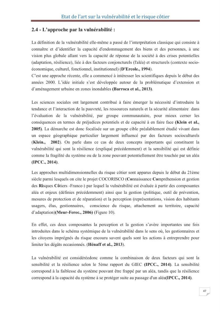 Indice de vulnérabilité et de risque côtier pour l\'évaluation du risque d\'érosin et de submerstion dans le littoral centre Algérien (cas de la baie de Bouismal )