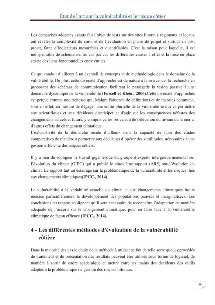 Indice de vulnérabilité et de risque côtier pour l\'évaluation du risque d\'érosin et de submerstion dans le littoral centre Algérien (cas de la baie de Bouismal )