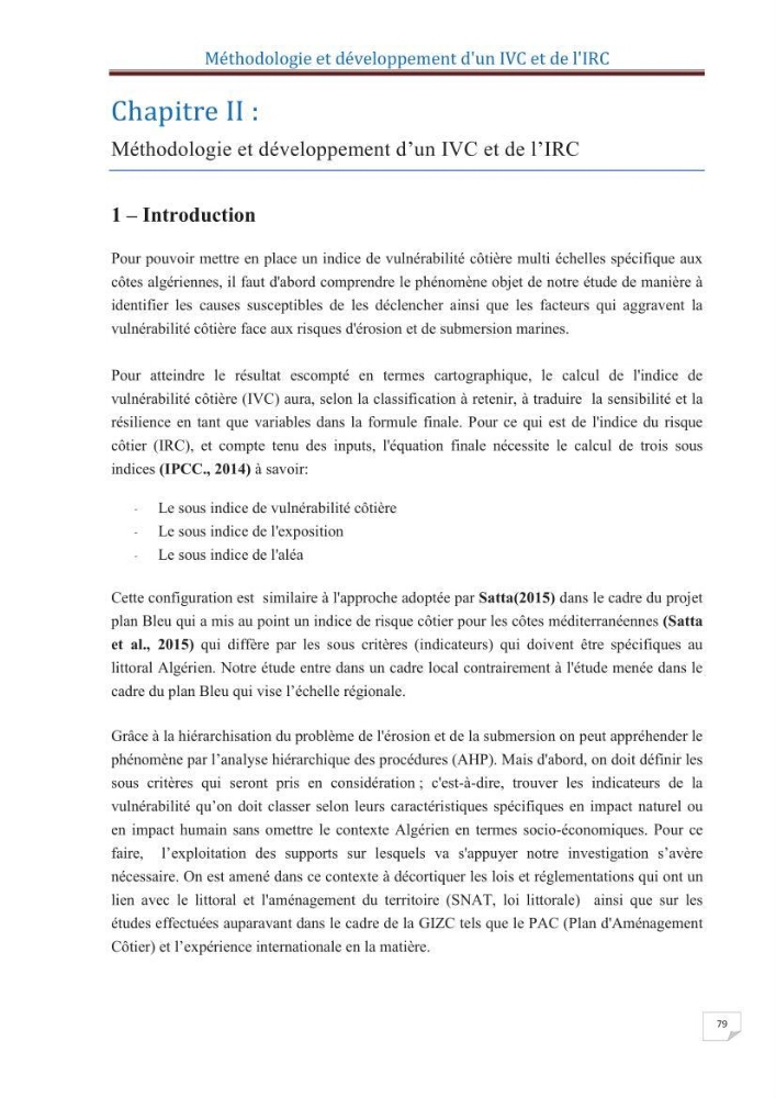 Indice de vulnérabilité et de risque côtier pour l\'évaluation du risque d\'érosin et de submerstion dans le littoral centre Algérien (cas de la baie de Bouismal )