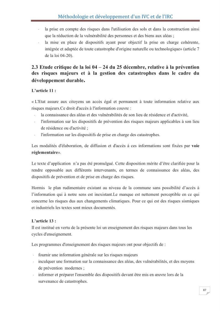 Indice de vulnérabilité et de risque côtier pour l\'évaluation du risque d\'érosin et de submerstion dans le littoral centre Algérien (cas de la baie de Bouismal )