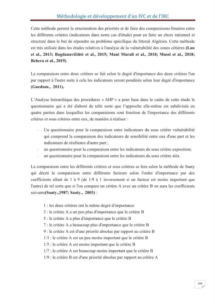 Indice de vulnérabilité et de risque côtier pour l\'évaluation du risque d\'érosin et de submerstion dans le littoral centre Algérien (cas de la baie de Bouismal )