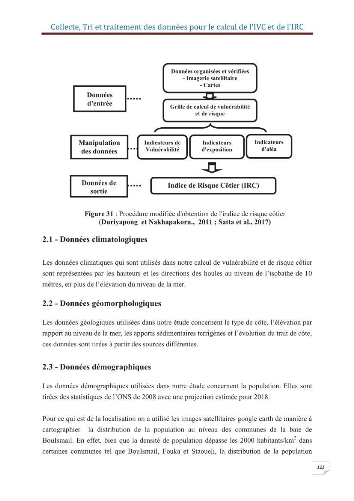 Indice de vulnérabilité et de risque côtier pour l\'évaluation du risque d\'érosin et de submerstion dans le littoral centre Algérien (cas de la baie de Bouismal )
