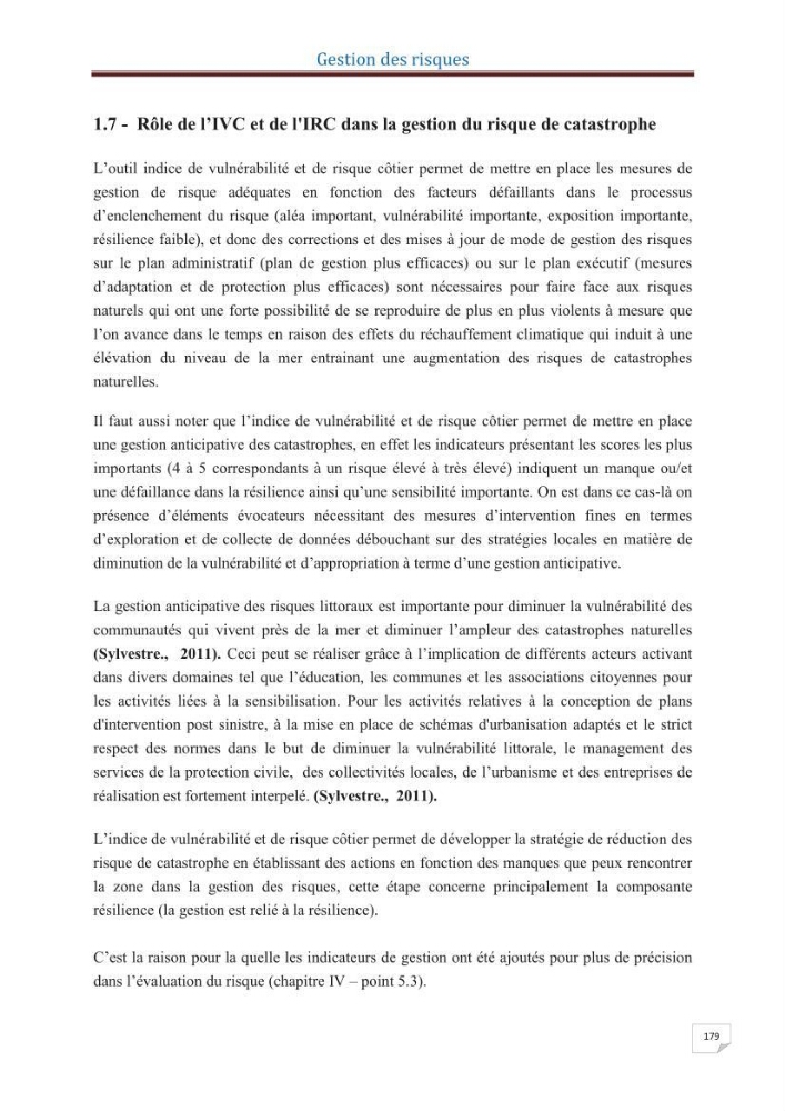 Indice de vulnérabilité et de risque côtier pour l\'évaluation du risque d\'érosin et de submerstion dans le littoral centre Algérien (cas de la baie de Bouismal )