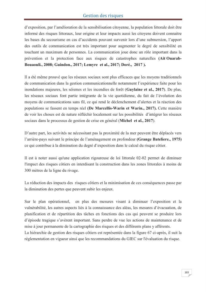 Indice de vulnérabilité et de risque côtier pour l\'évaluation du risque d\'érosin et de submerstion dans le littoral centre Algérien (cas de la baie de Bouismal )