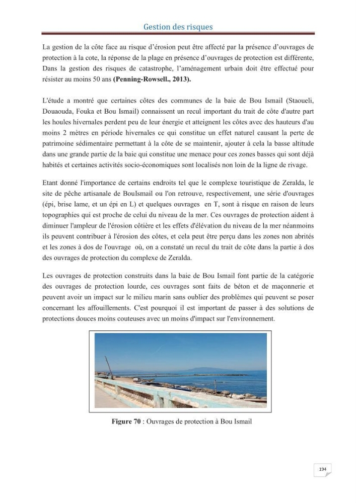 Indice de vulnérabilité et de risque côtier pour l\'évaluation du risque d\'érosin et de submerstion dans le littoral centre Algérien (cas de la baie de Bouismal )