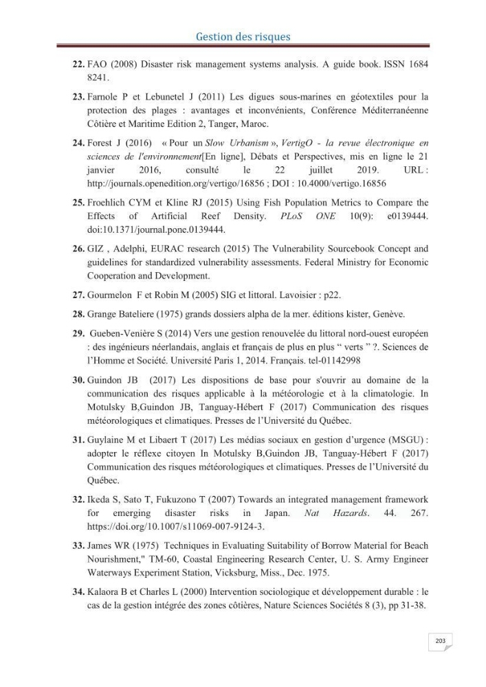 Indice de vulnérabilité et de risque côtier pour l\'évaluation du risque d\'érosin et de submerstion dans le littoral centre Algérien (cas de la baie de Bouismal )