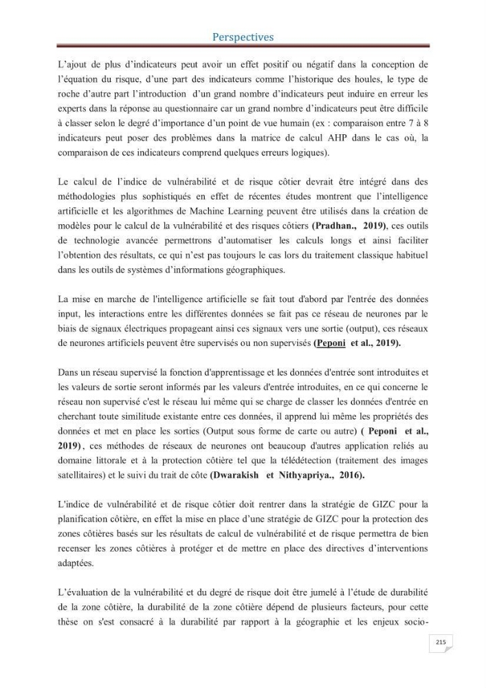 Indice de vulnérabilité et de risque côtier pour l\'évaluation du risque d\'érosin et de submerstion dans le littoral centre Algérien (cas de la baie de Bouismal )