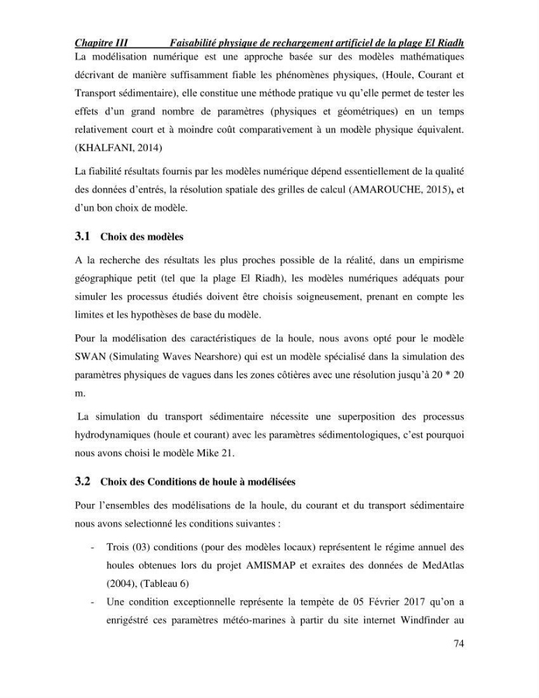 Etude de faisabilité de rechargement artificiel des plages de la côte Ouest-Algéroise