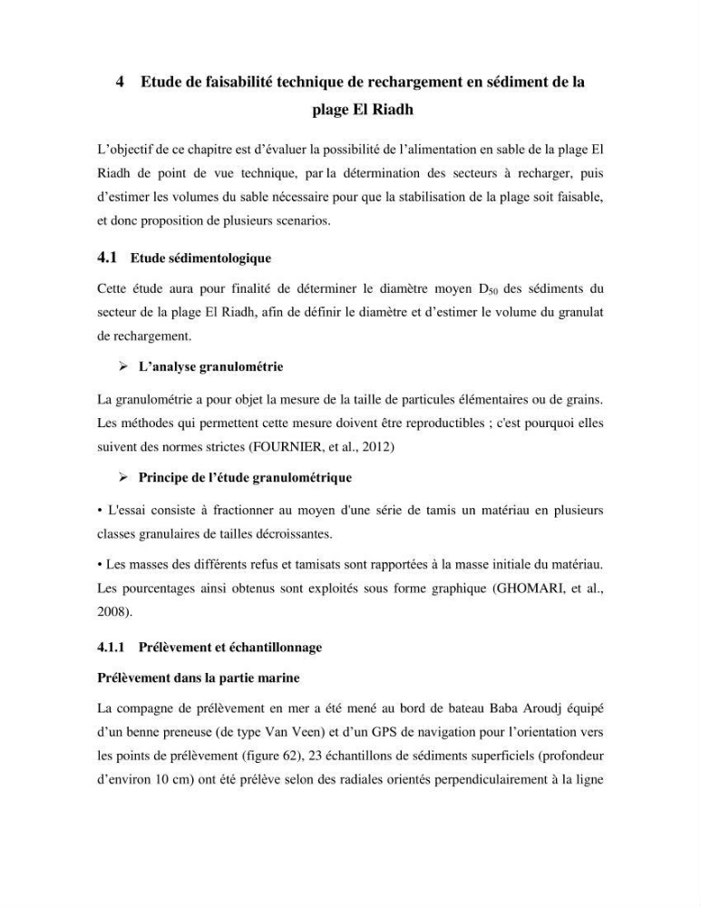 Etude de faisabilité de rechargement artificiel des plages de la côte Ouest-Algéroise