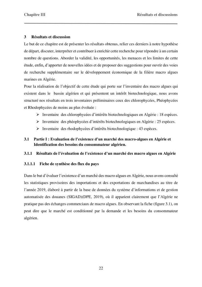 Inventaire préliminaire et caractérisation d’un échantillon d’espèces d’algues marines d’intérêt biotechnologique en Algérie.:
