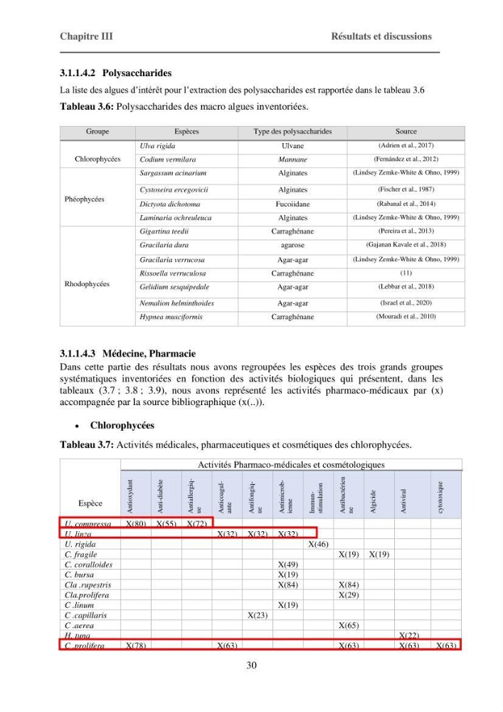 Inventaire préliminaire et caractérisation d’un échantillon d’espèces d’algues marines d’intérêt biotechnologique en Algérie.: