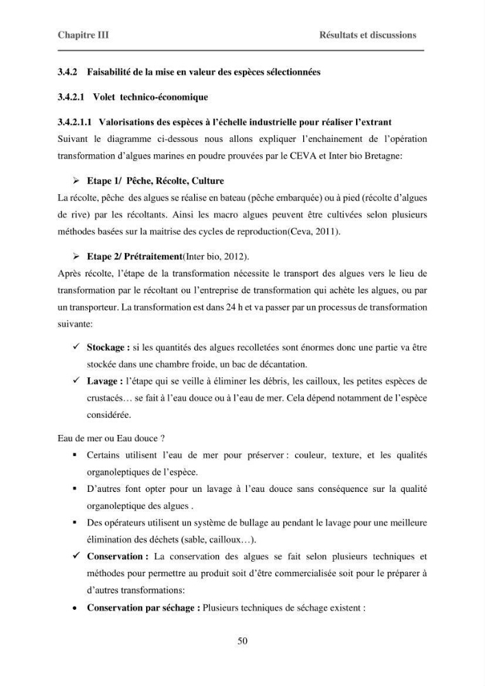 Inventaire préliminaire et caractérisation d’un échantillon d’espèces d’algues marines d’intérêt biotechnologique en Algérie.: