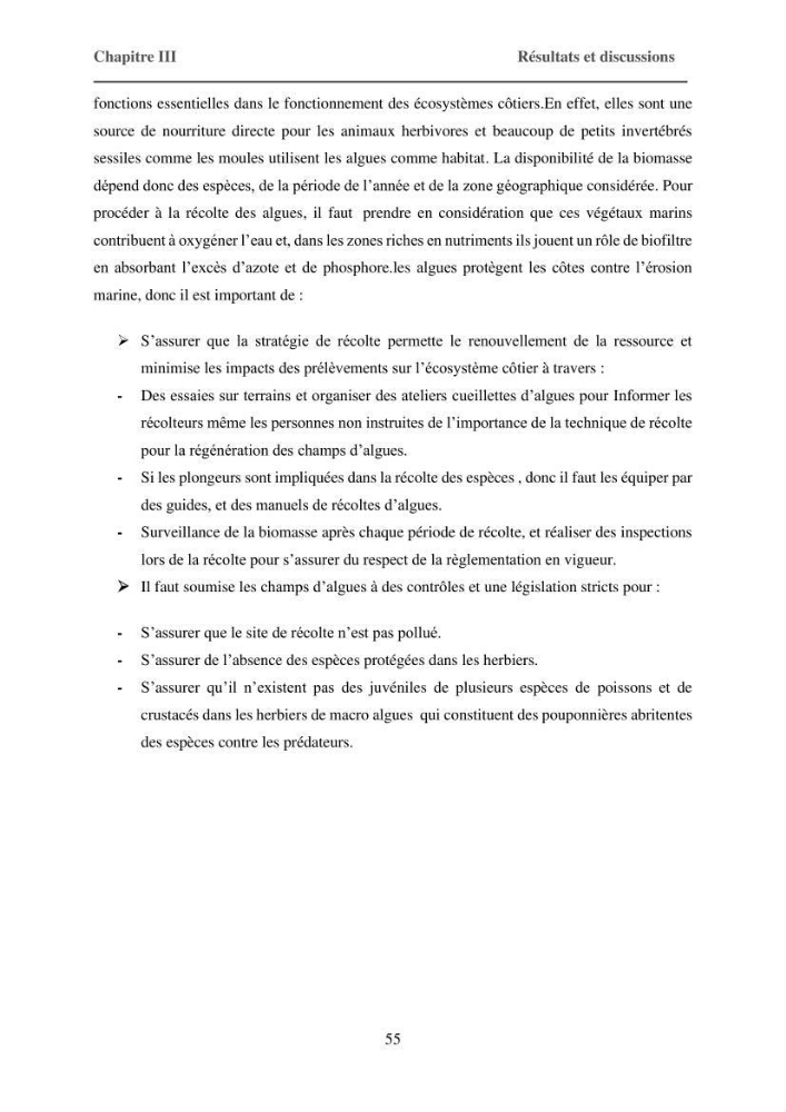 Inventaire préliminaire et caractérisation d’un échantillon d’espèces d’algues marines d’intérêt biotechnologique en Algérie.: