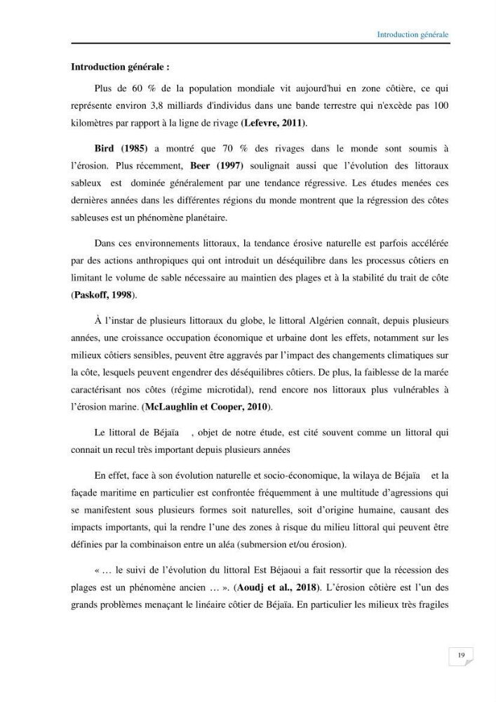 Géomorphodynamique de la zone côtière de la baie de Béjaïa