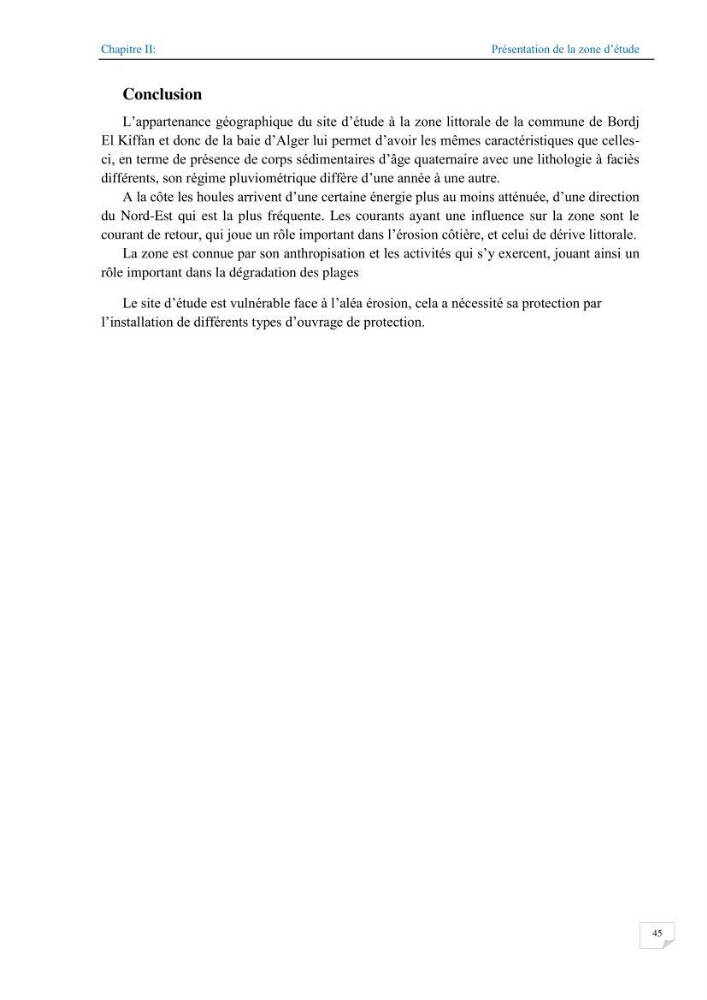 Géomorphodynamique de la zone côtière de la baie de Béjaïa
