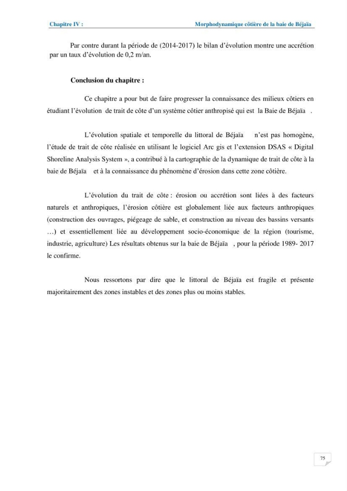 Géomorphodynamique de la zone côtière de la baie de Béjaïa