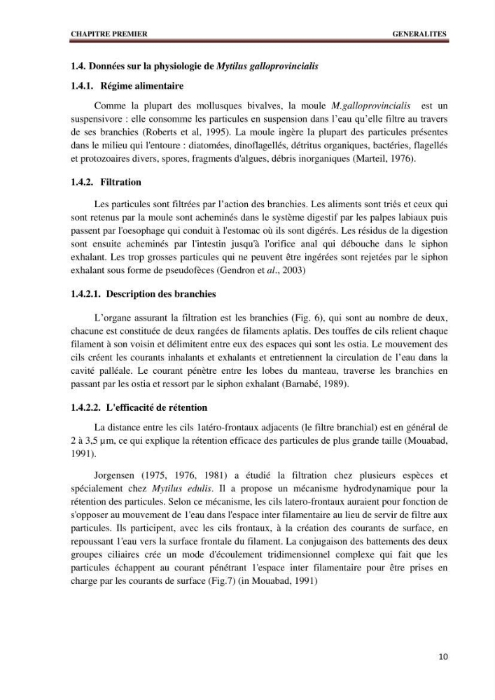Quelques indices biologiques de Mytilus galloprovincialis (Lamarck, 1819), mollusque bivalve à potentialité mytilicole
