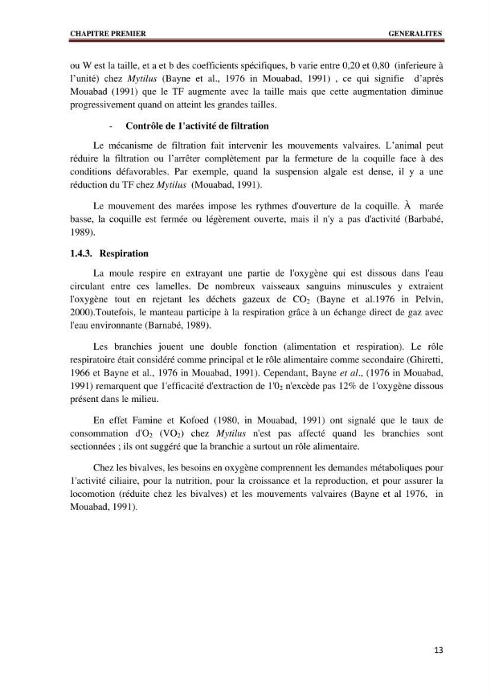 Quelques indices biologiques de Mytilus galloprovincialis (Lamarck, 1819), mollusque bivalve à potentialité mytilicole