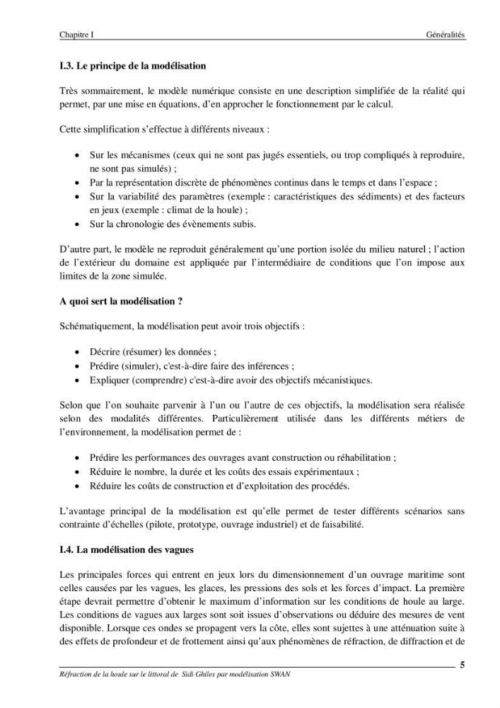 Réfraction de la houle sur le littoral de Sidi Ghiles par modelisation SWAN