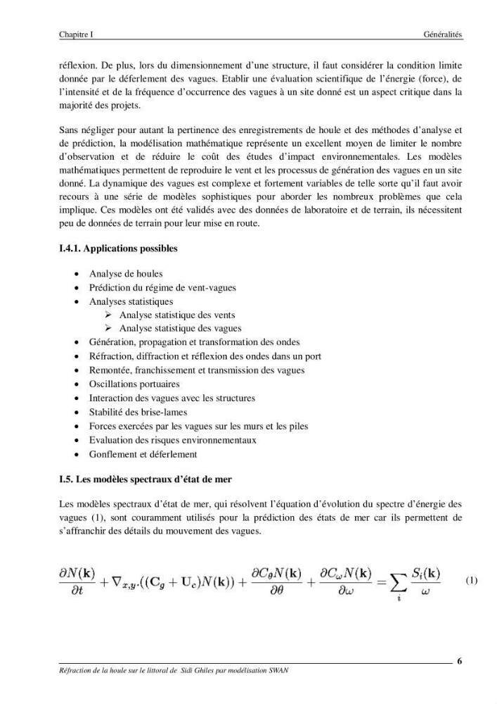 Réfraction de la houle sur le littoral de Sidi Ghiles par modelisation SWAN