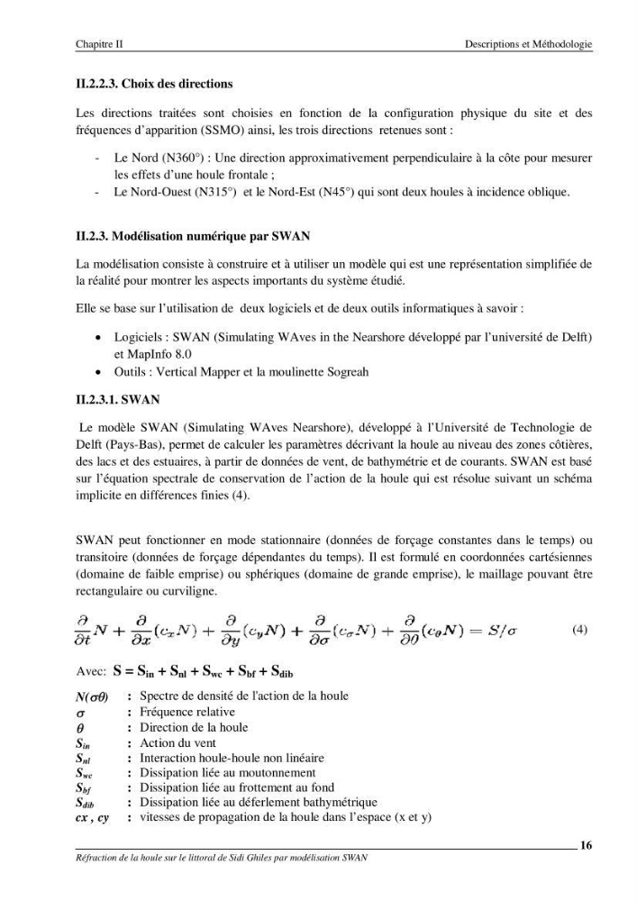 Réfraction de la houle sur le littoral de Sidi Ghiles par modelisation SWAN