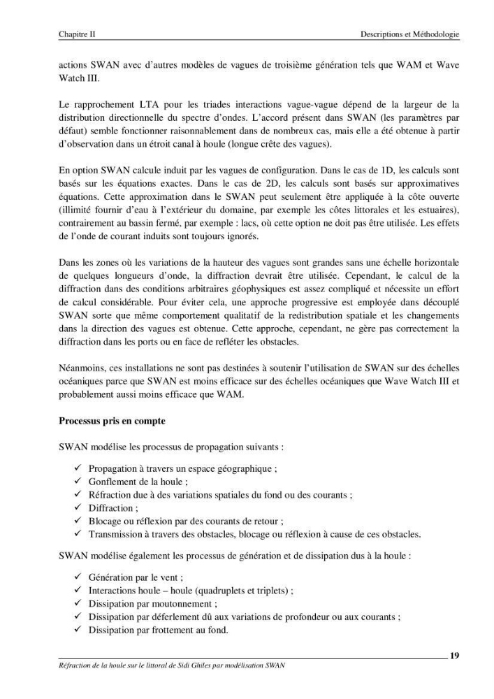 Réfraction de la houle sur le littoral de Sidi Ghiles par modelisation SWAN