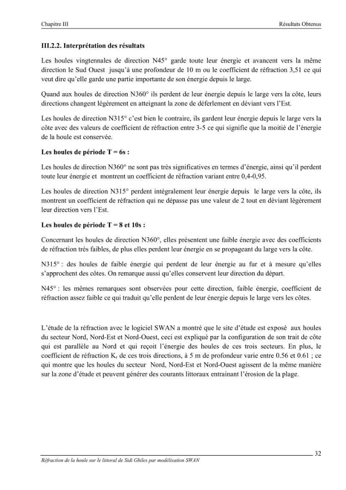 Réfraction de la houle sur le littoral de Sidi Ghiles par modelisation SWAN