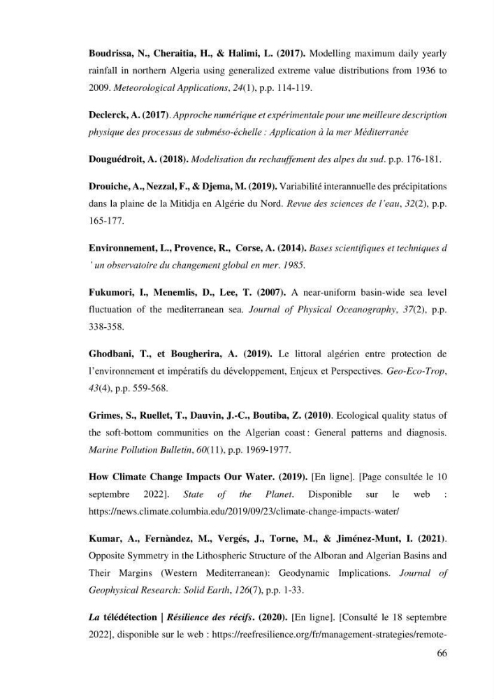 Etude de l’impact du réchauffement des Eaux Algériennes sur l’élévation du niveau de la mer par les données altimétriques