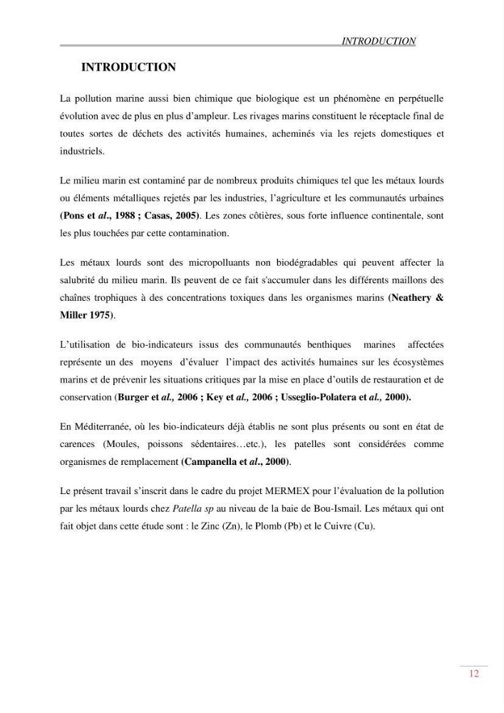 Evaluation de la pollution dans la baie de Bou-ismail