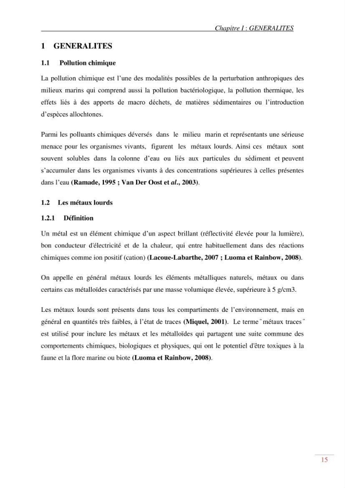 Evaluation de la pollution dans la baie de Bou-ismail