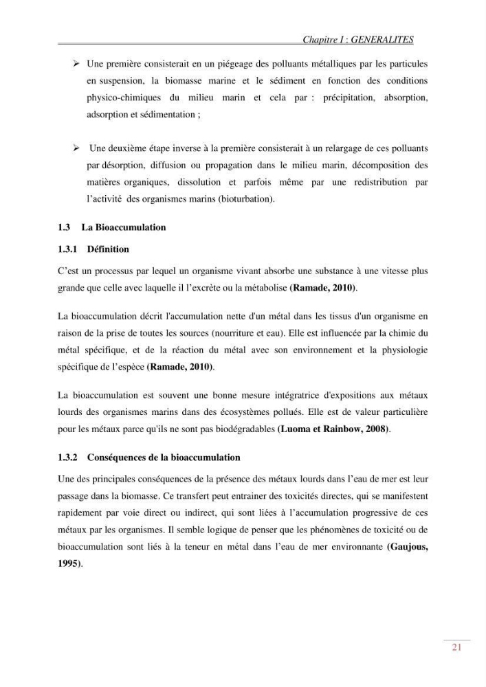 Evaluation de la pollution dans la baie de Bou-ismail