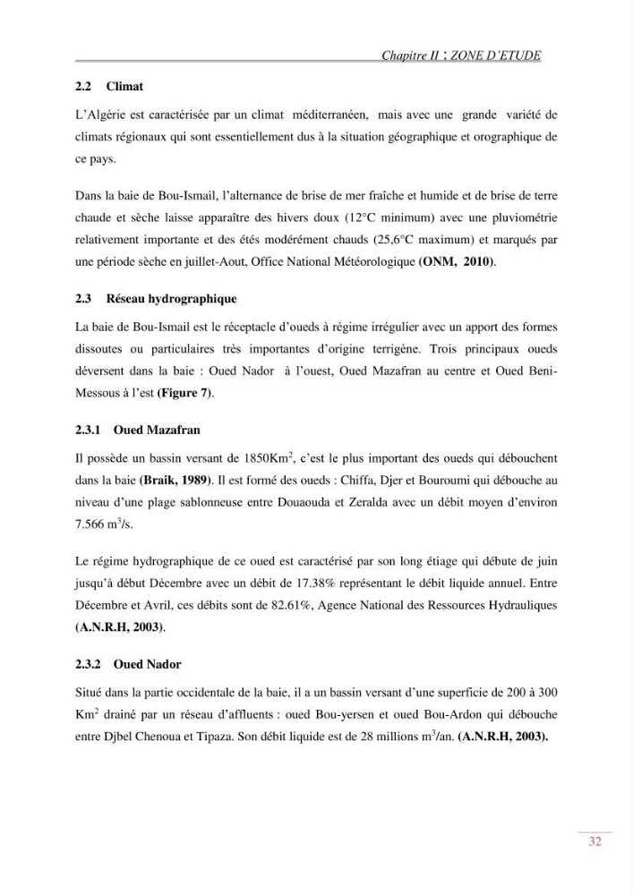 Evaluation de la pollution dans la baie de Bou-ismail