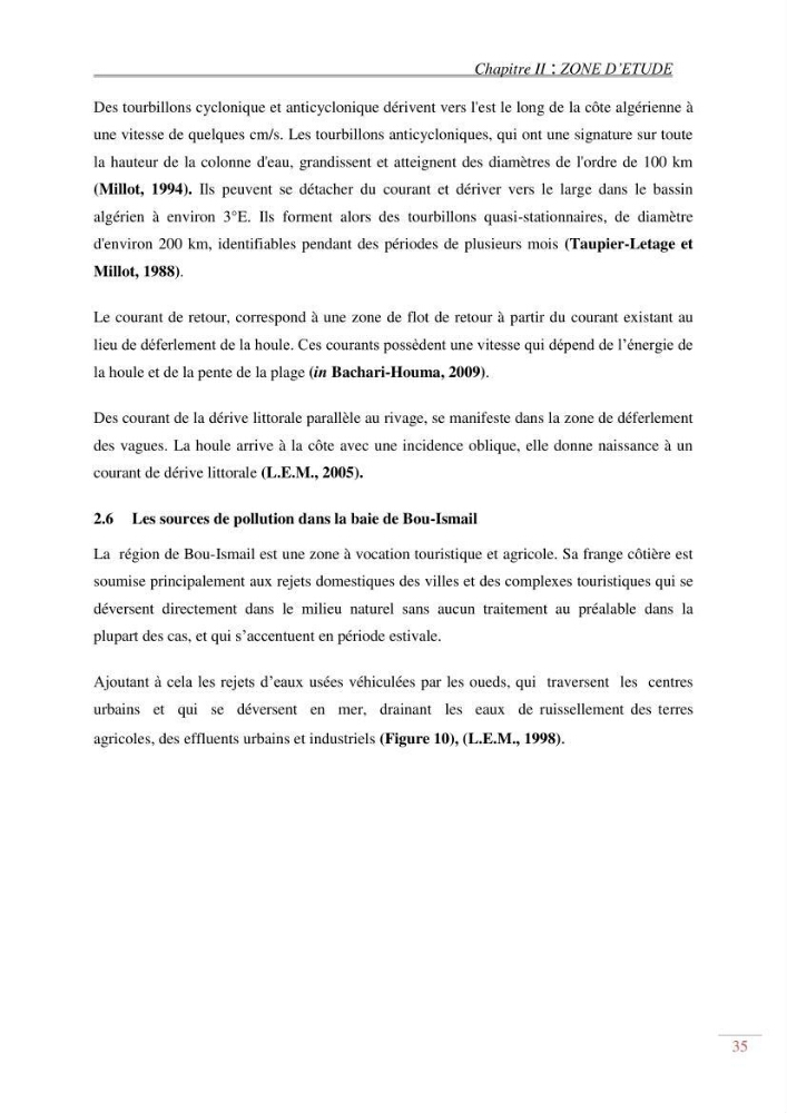 Evaluation de la pollution dans la baie de Bou-ismail
